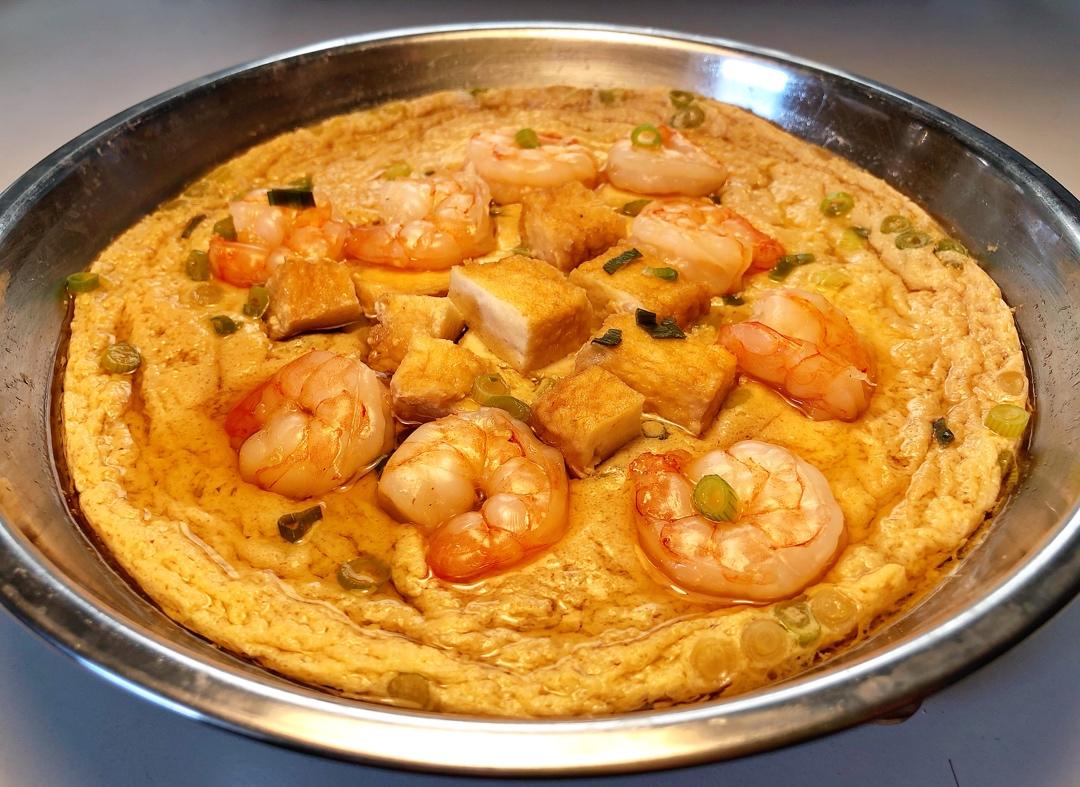 虾仁豆腐蒸水蛋