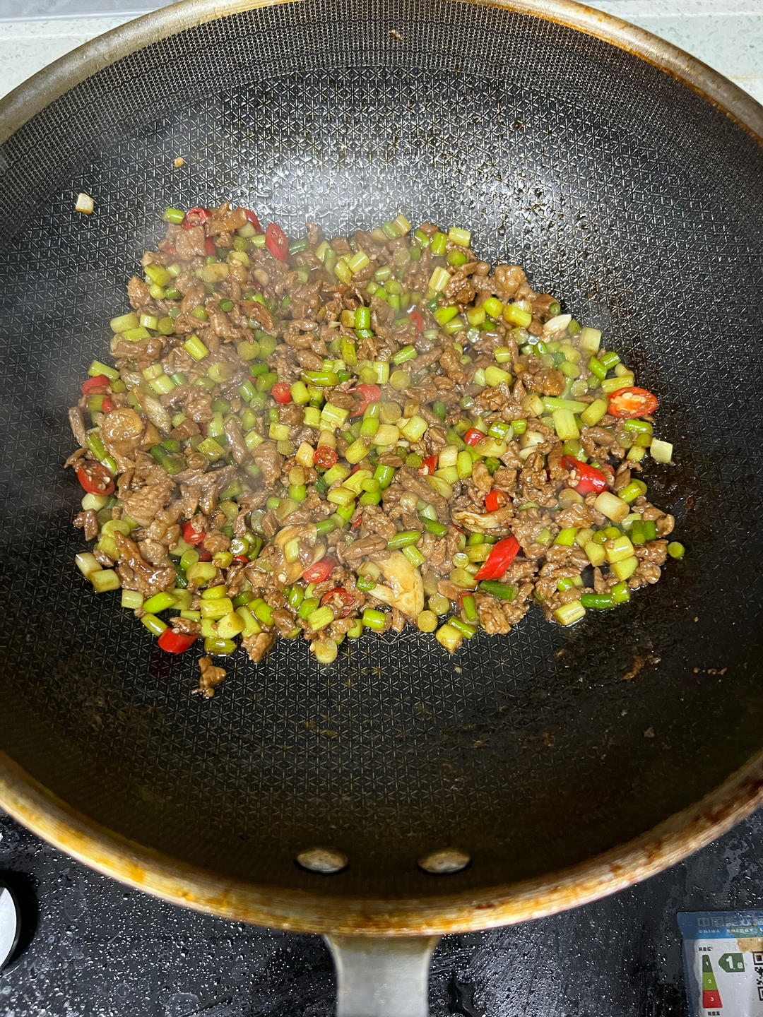 蒜苔炒肉末，三碗米饭都不够吃
