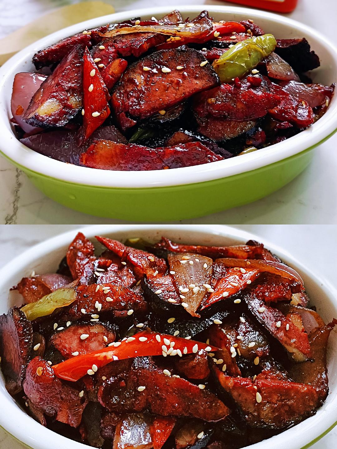 猪血丸子炒香肠