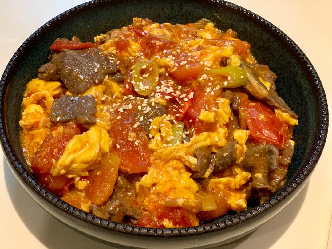 【番茄滑蛋牛肉】番茄炒蛋加了它，嫩滑鲜美大升级！