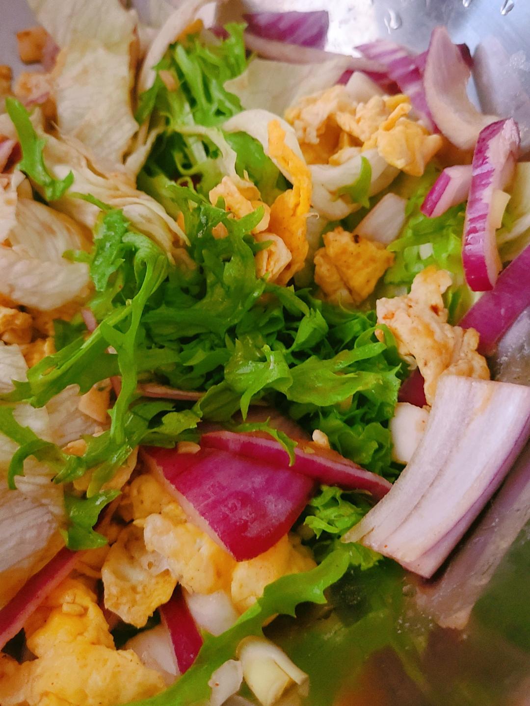 🔥一辈子吃不胖的减脂餐‼️鸡蛋拌生菜～～