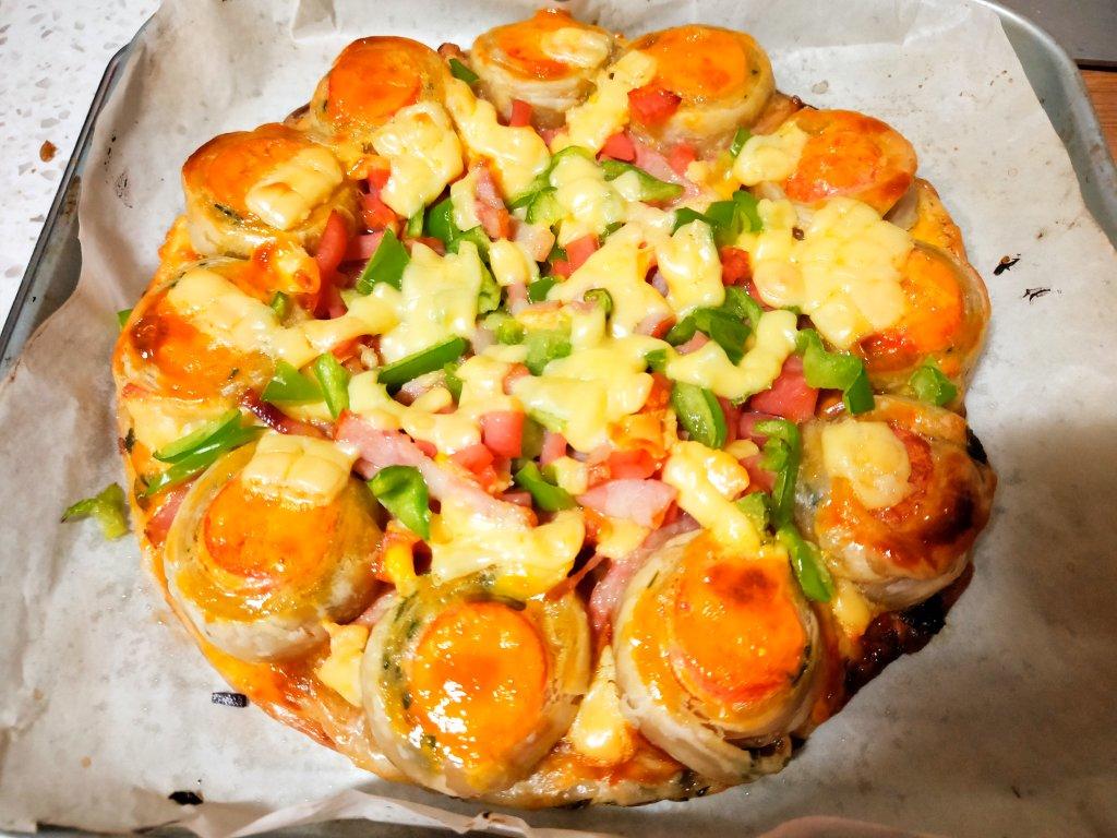 2张手抓饼皮搞定1个披萨——奥尔良鸡肉披萨