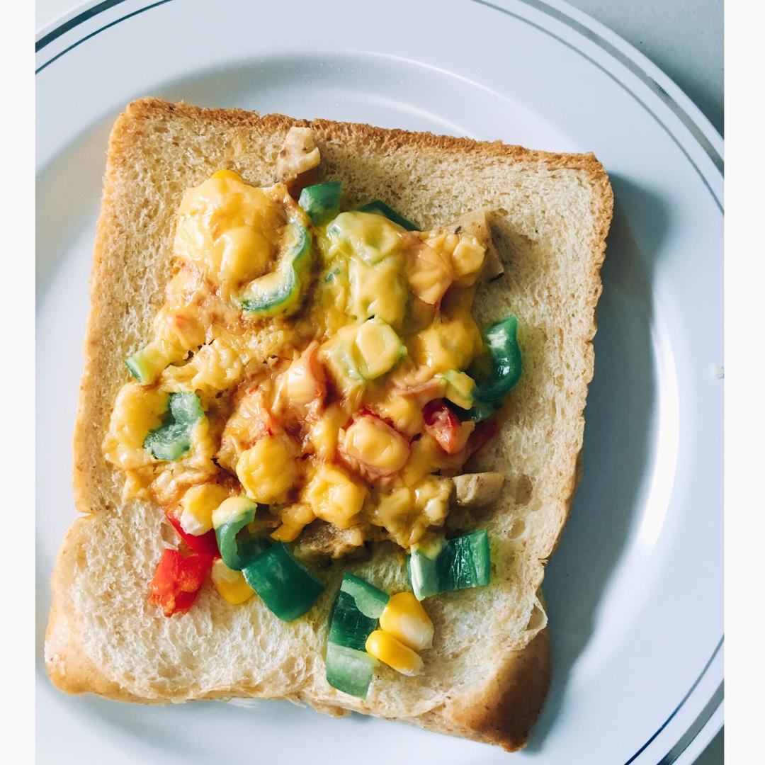 一分钟宵夜 香菇肉丸芝士土司 微波炉版