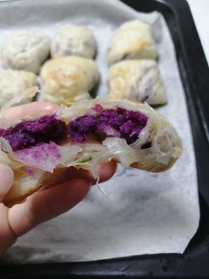 超快手抓饼版紫薯酥，不用揉面叠被子噢的做法 步骤4