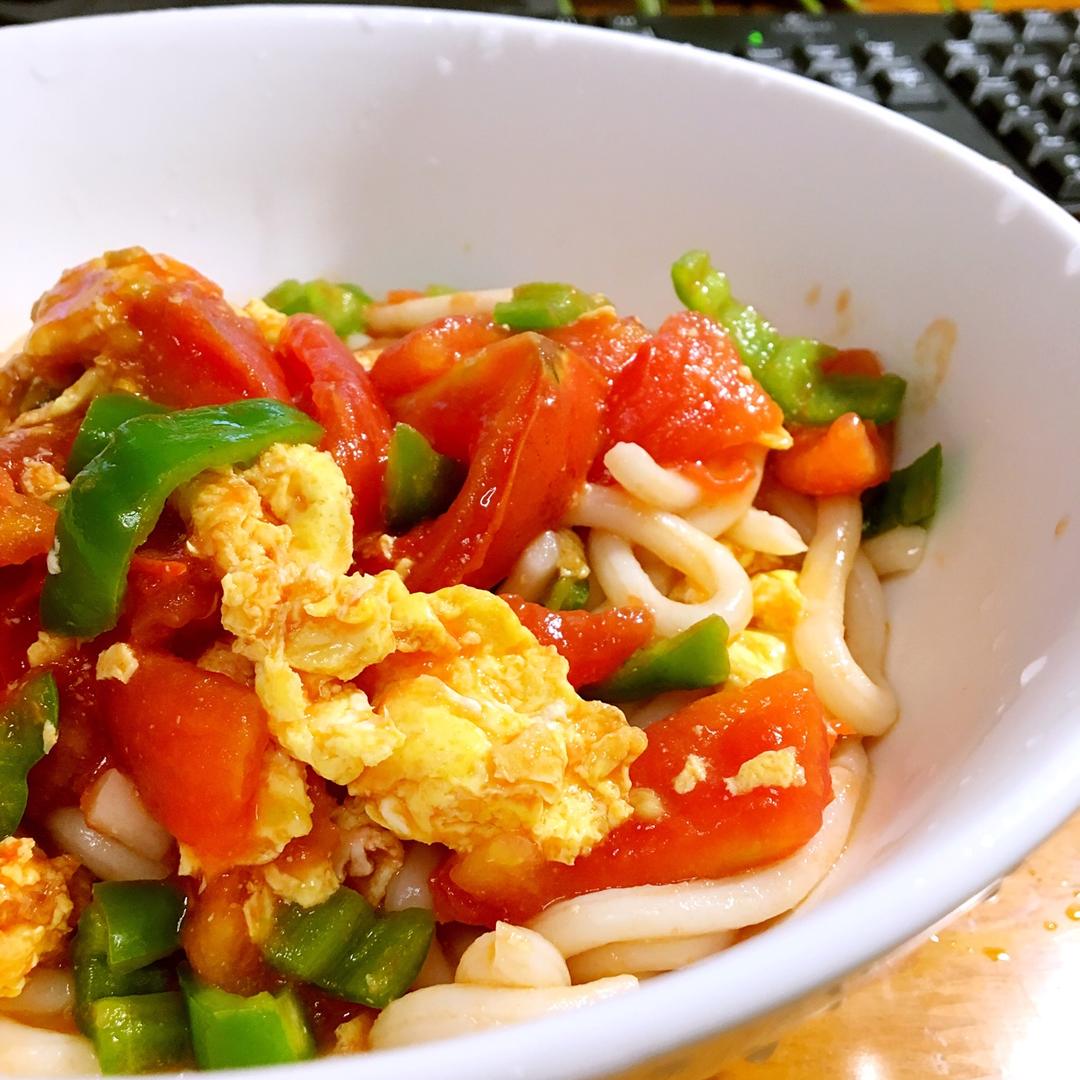 番茄鸡蛋炒乌冬