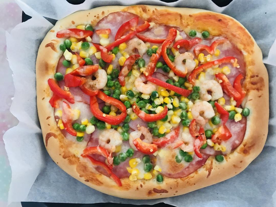 培根鲜虾披萨