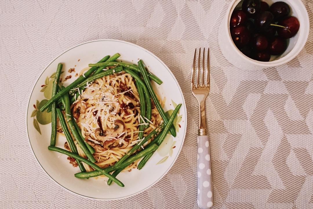 20分钟快手低脂伪白酱蘑菇意面