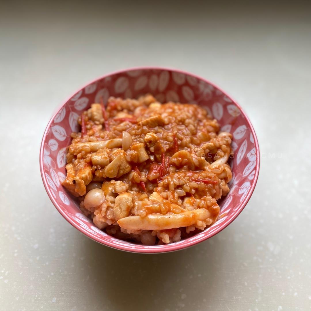 【健康美味一锅端】番茄白玉菇鸡肉烩糙米饭