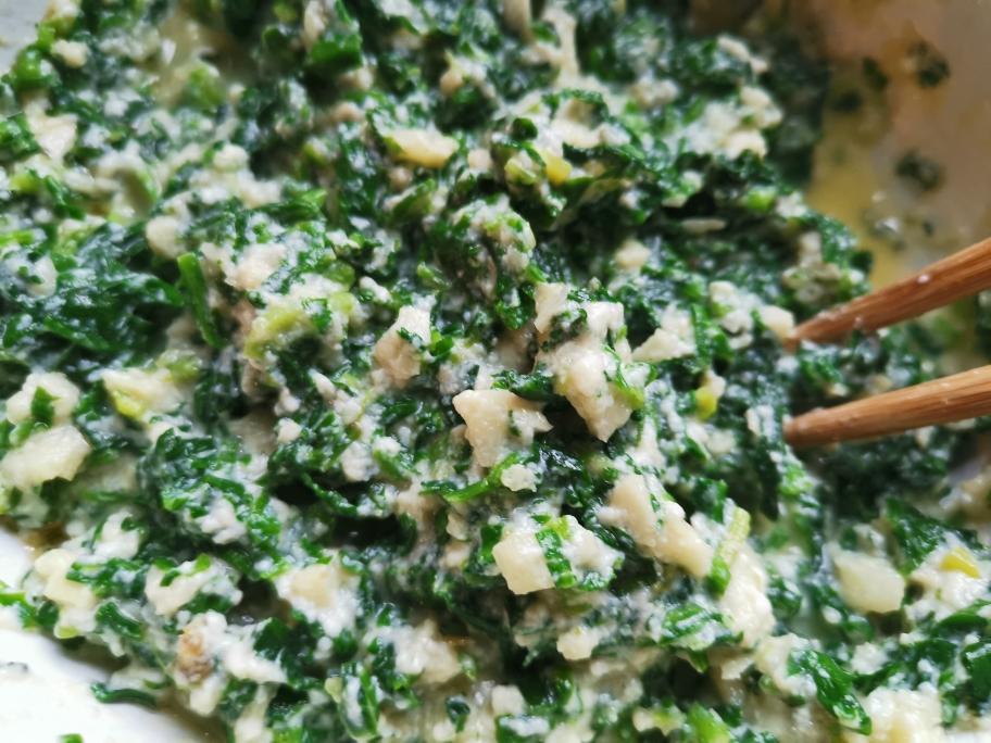 素食的选择-荠菜冬笋豆腐馄饨