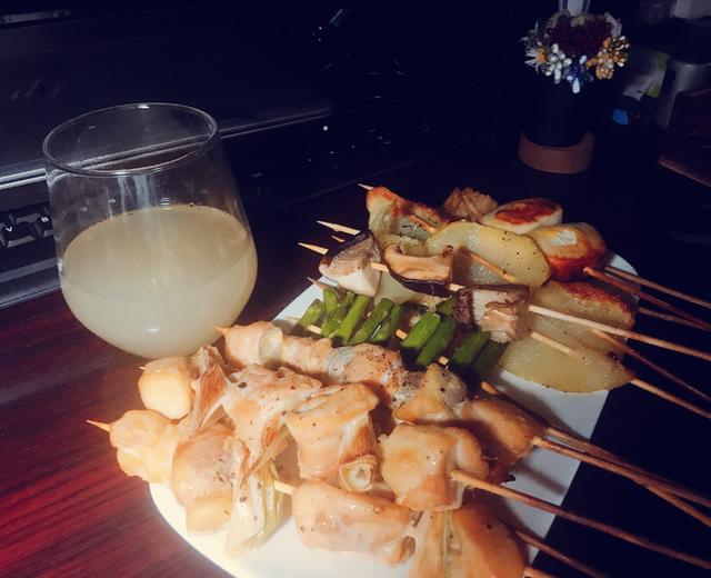 日式盐烤烧鸟（京葱鸡肉、独家葱烤金针菇、土豆片等等）