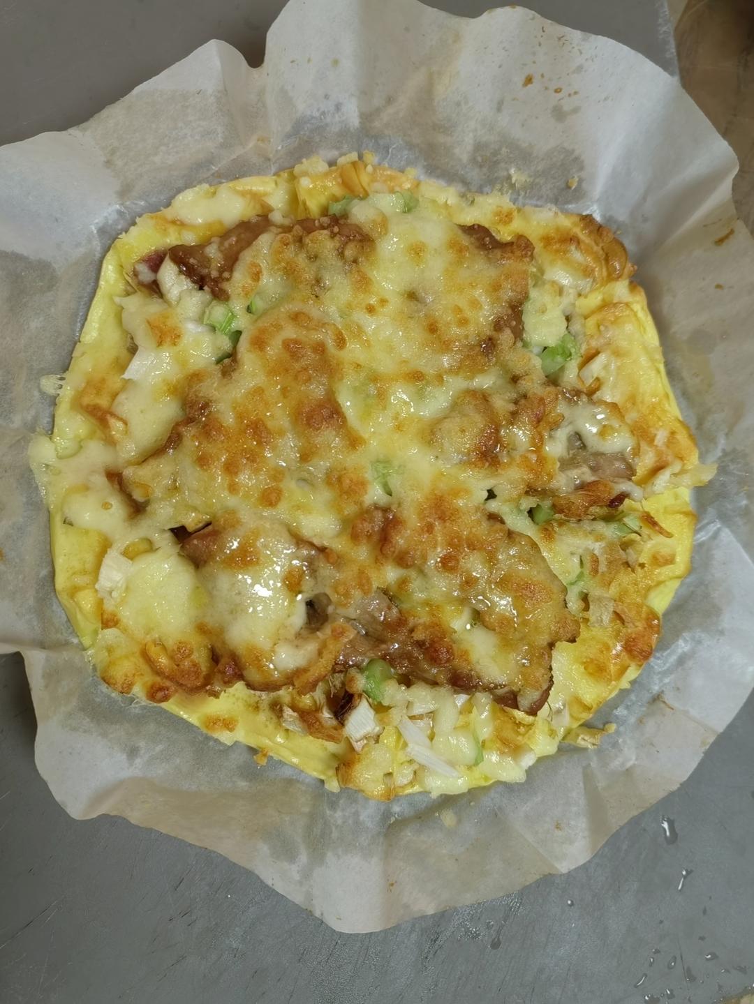 空气炸锅芝士火腿披萨🍕简单又好吃浓郁拉丝