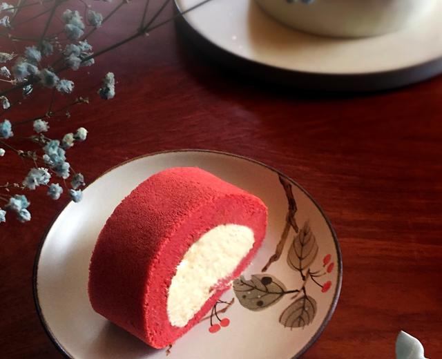 红曲戚风奶酪蛋糕卷（万变不离其宗卷）的做法
