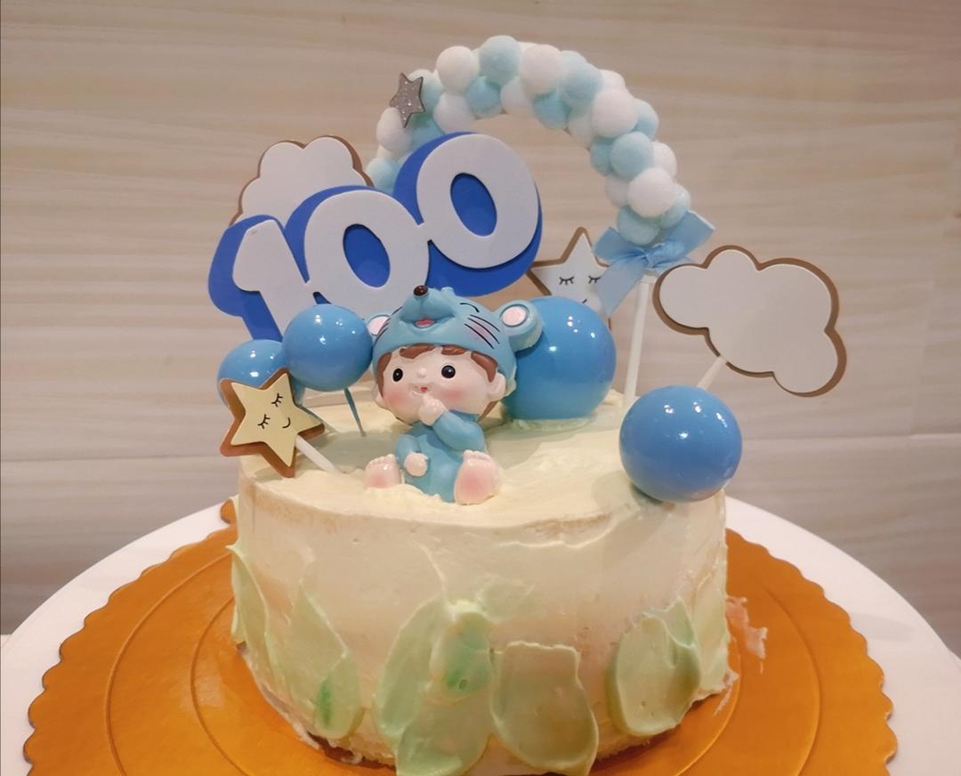 奶油装饰蛋糕  宝宝百天蛋糕的做法