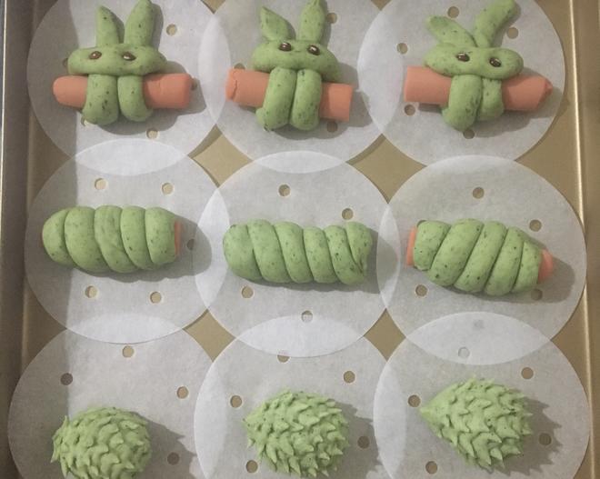 宝宝菠菜兔子刺猬馒头—面包机版的做法