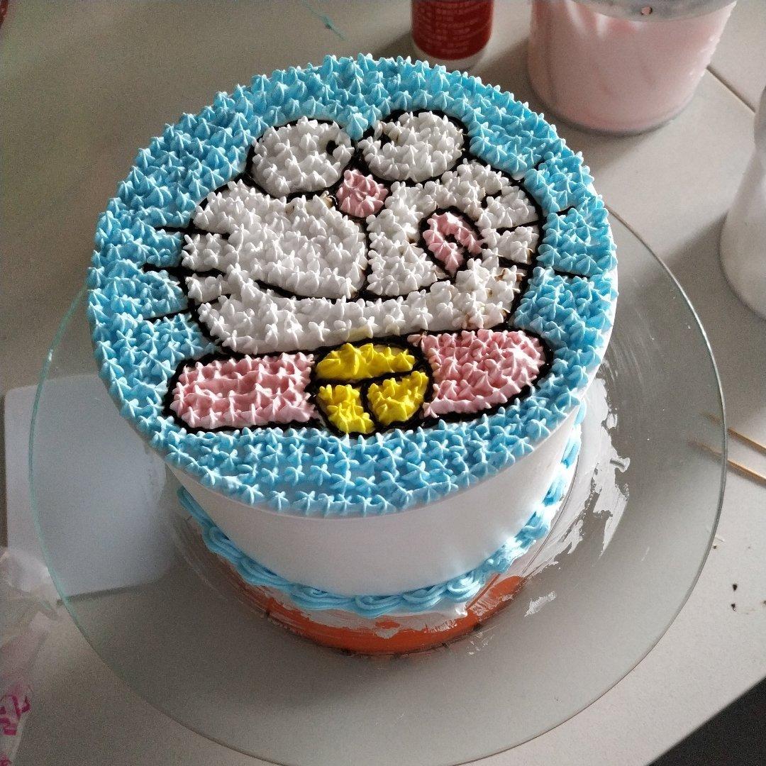 哆啦A梦蓝胖子卡通裱花蛋糕