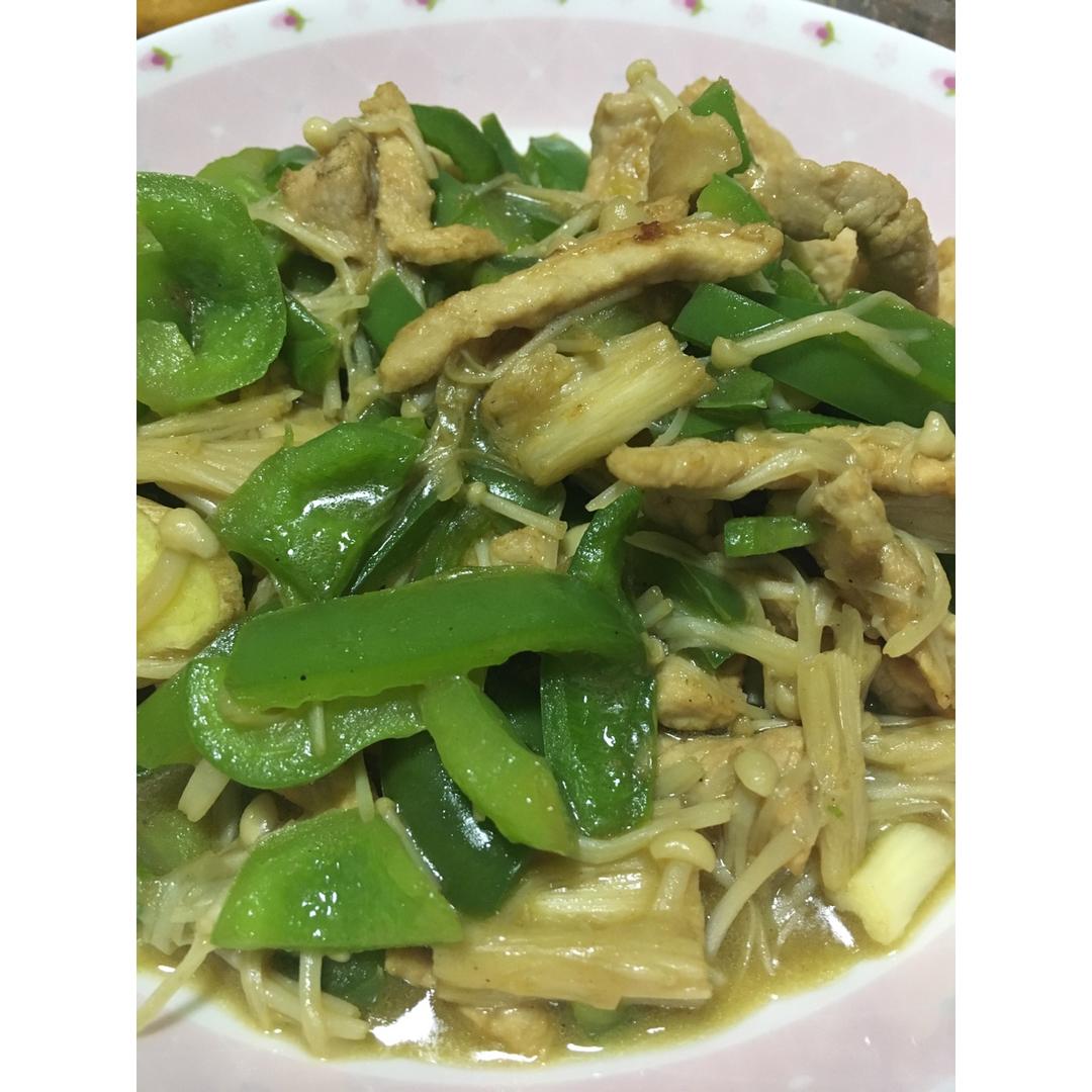 金针菇青椒肉丝