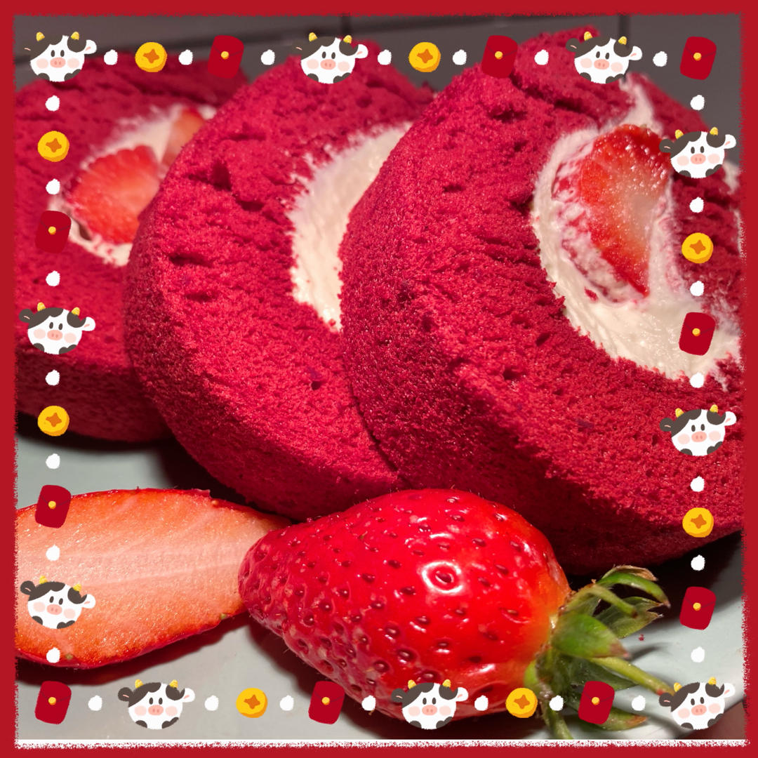 红丝绒蛋糕卷（红曲粉版）