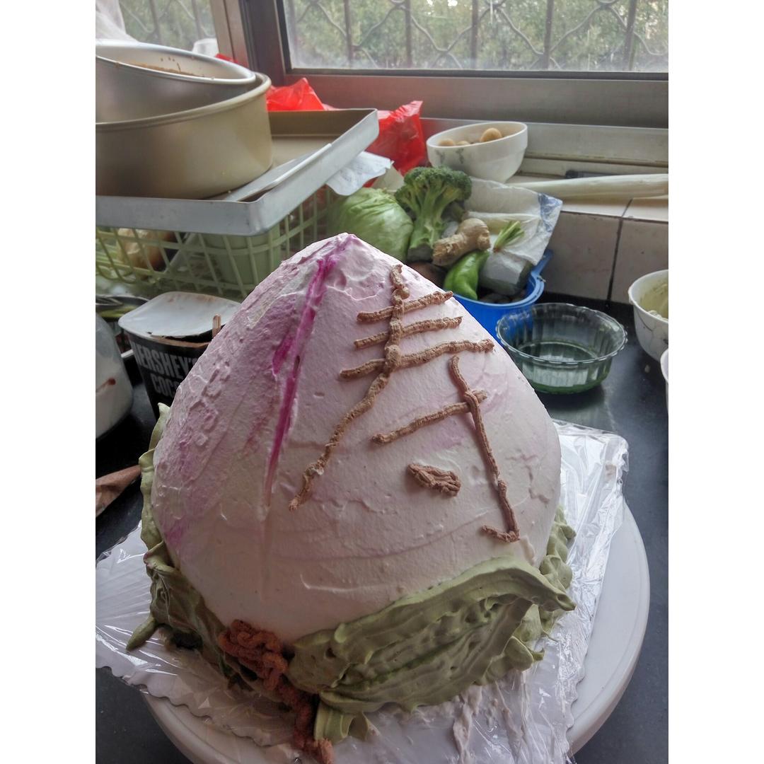 寿桃立体造型蛋糕—无需喷枪简易版