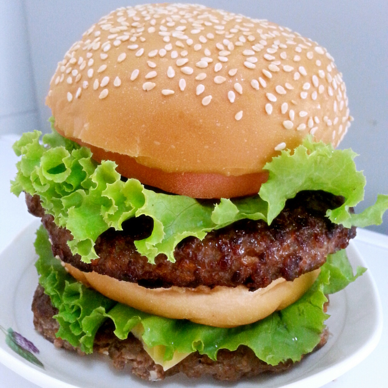 白锦夜做的牛肉汉堡