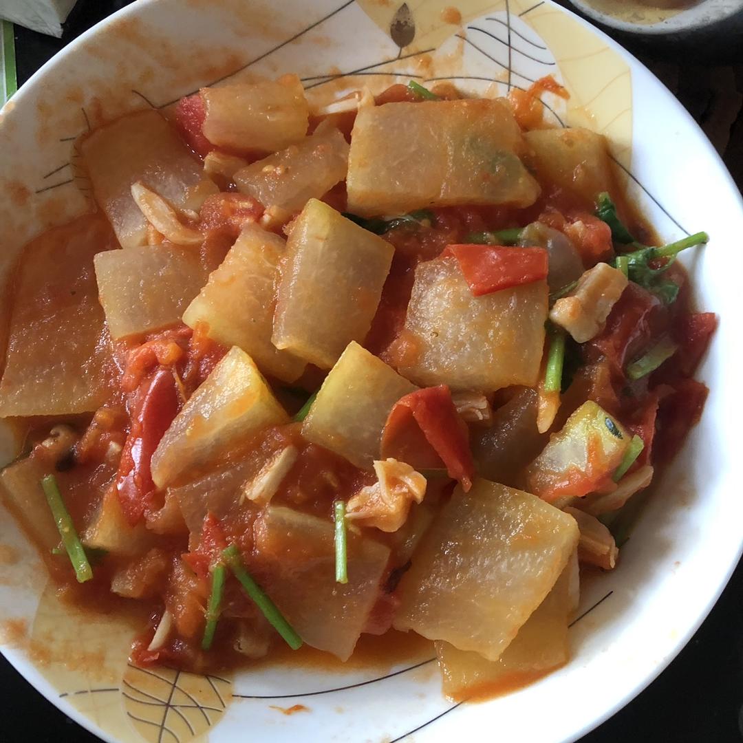 西红柿炒冬瓜加干贝