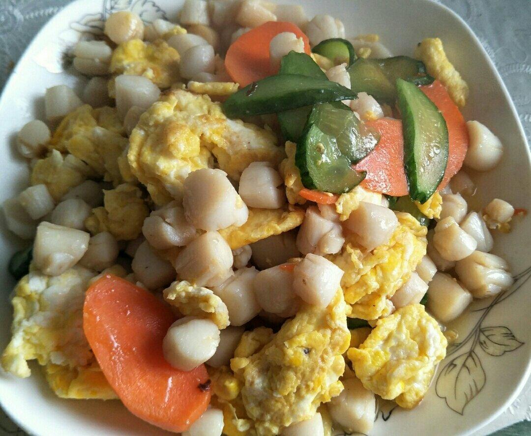 扇贝丁炒蔬菜鸡蛋