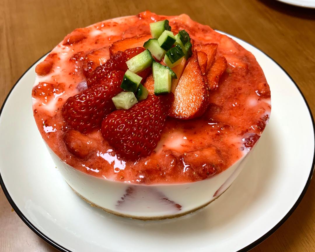 无奶油无糖草莓酸奶慕斯蛋糕