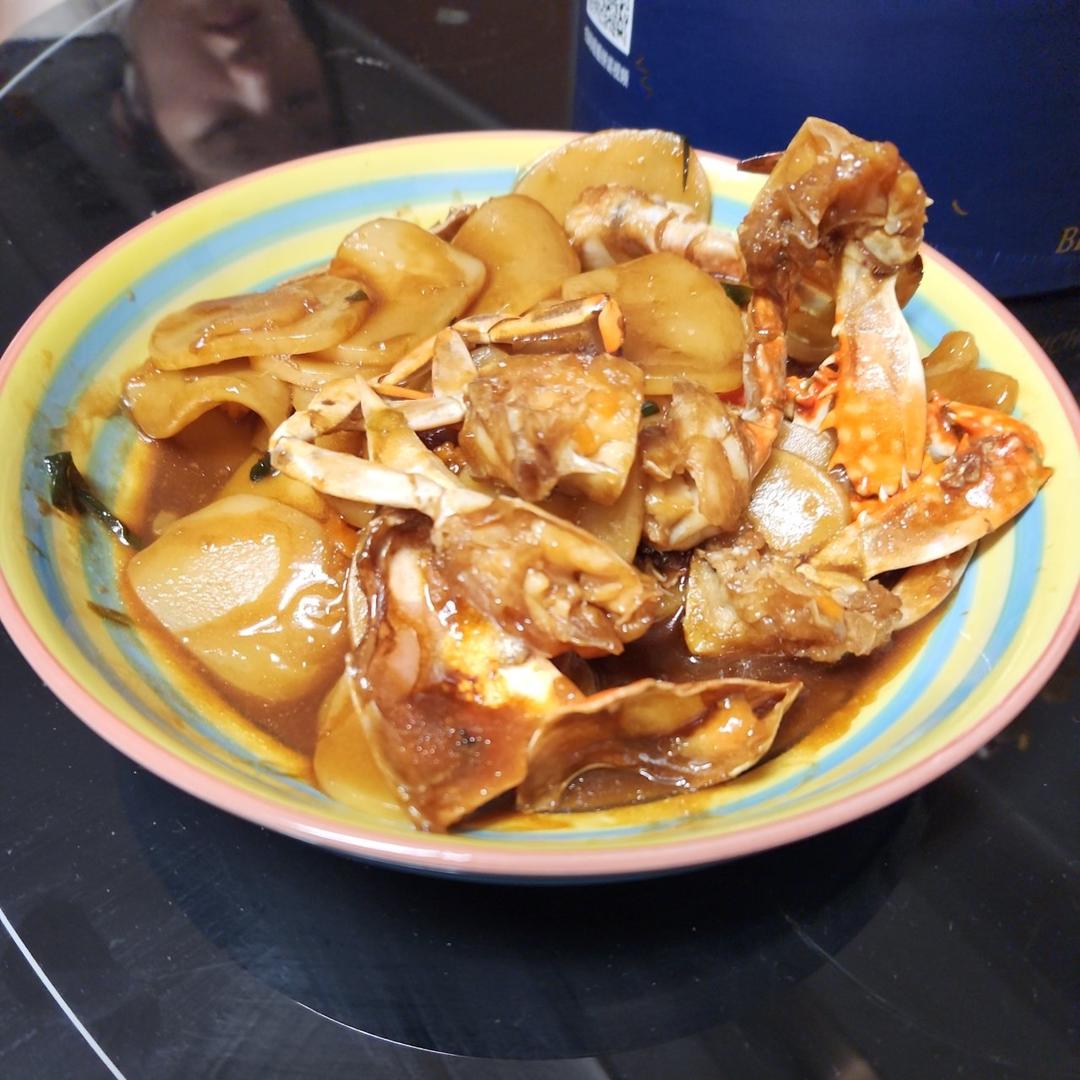 梭子蟹炒年糕～标准的江浙菜