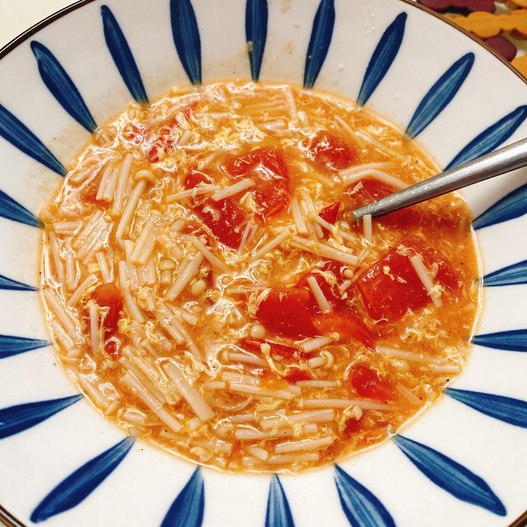 🔥低脂低卡巨好喝❗️❗️番茄金针菇鸡蛋羹