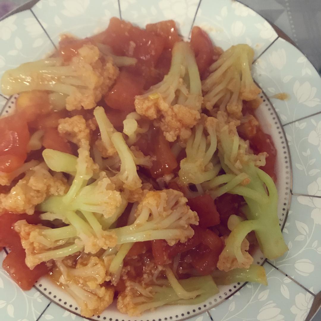 有机花菜炒西红柿