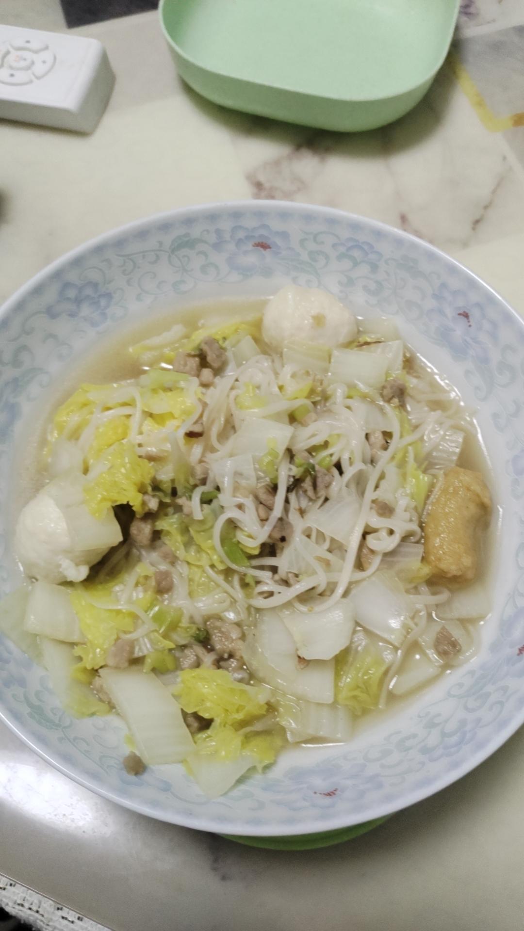 白菜肉末炝锅面