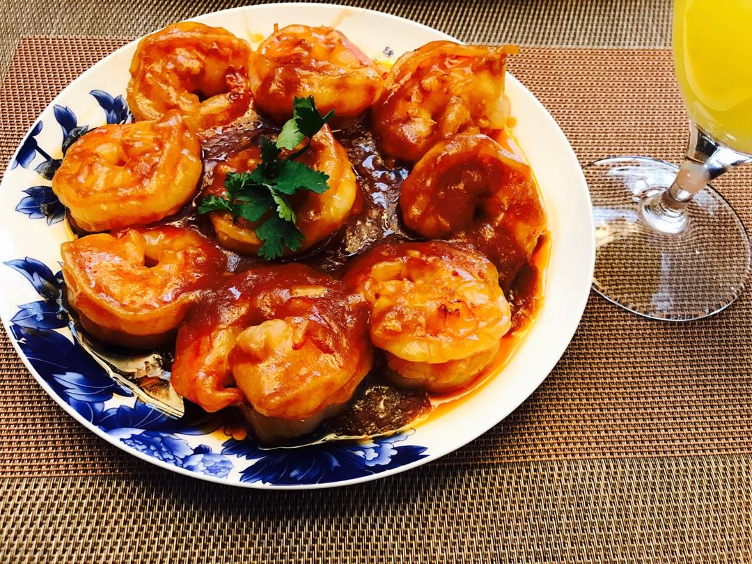 番茄汁焗虾仁