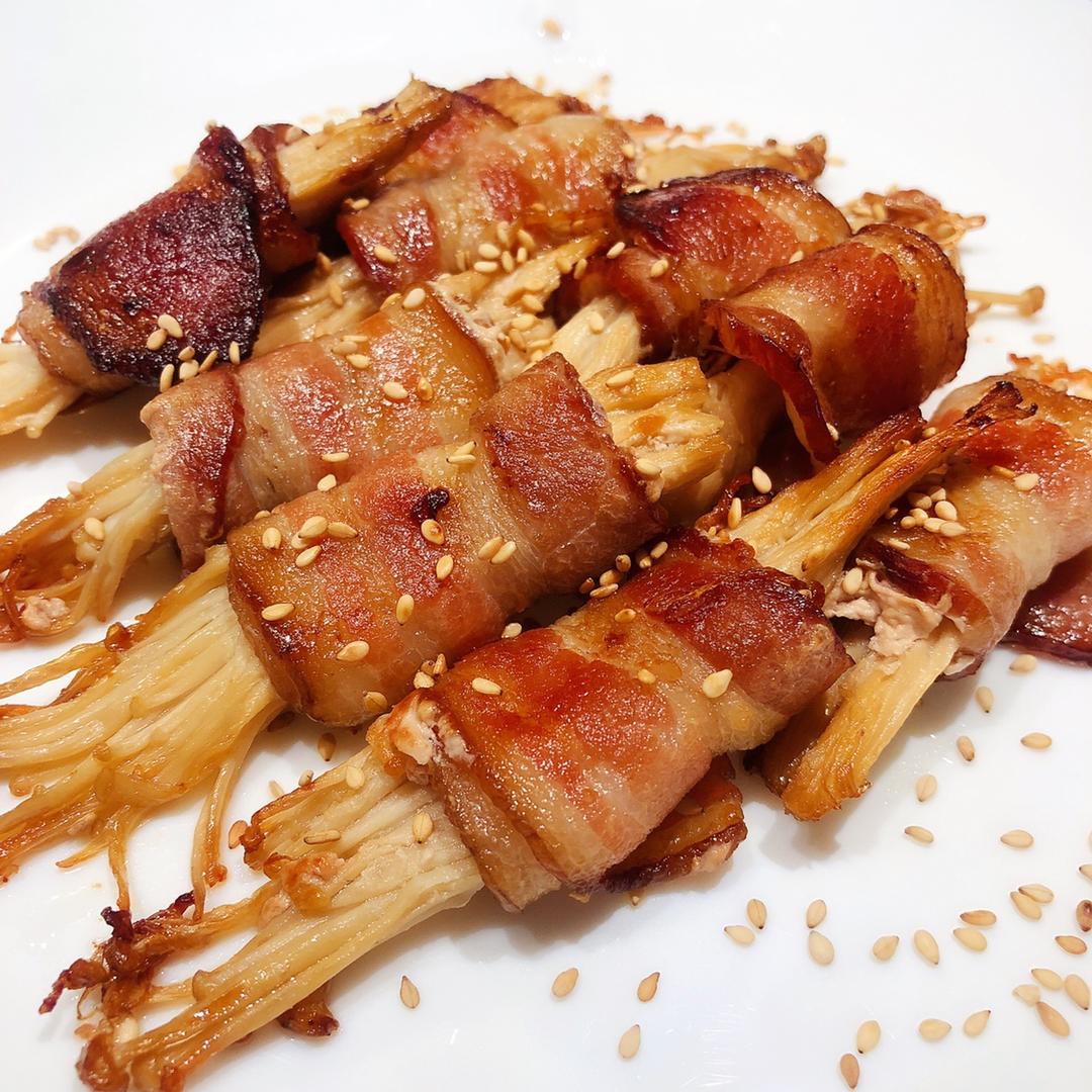 香煎培根金针菇卷