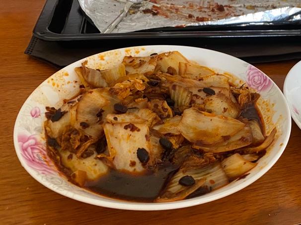 老干妈版娃娃菜炒千叶豆腐