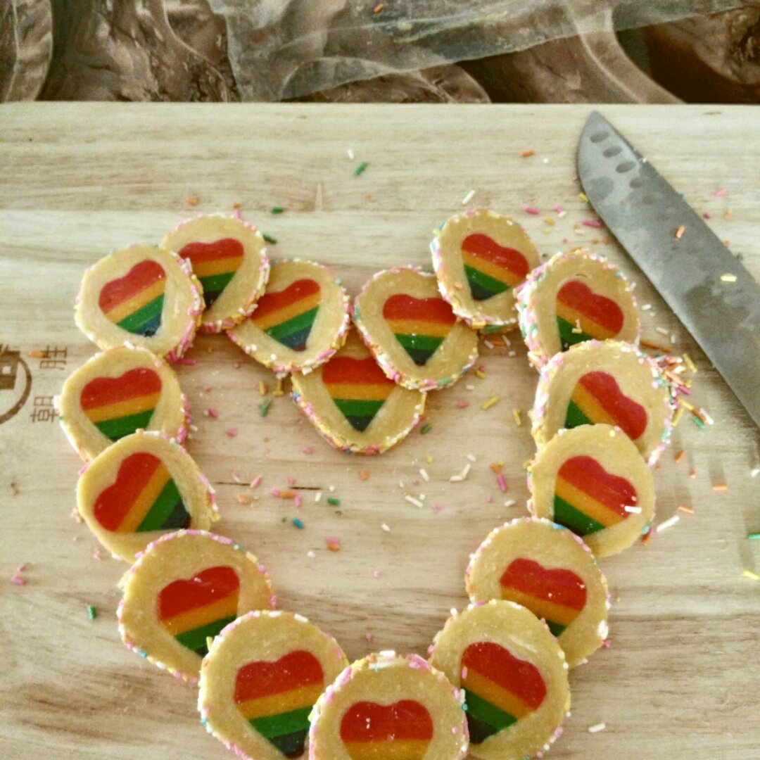 绝对惊呆所有人的彩虹心曲奇（26张超详细图步骤绝对良心）