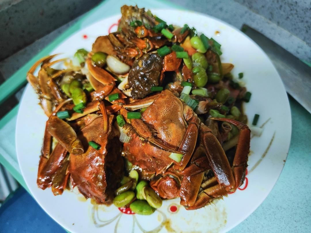 酱炒螃蟹（六月黄）毛豆