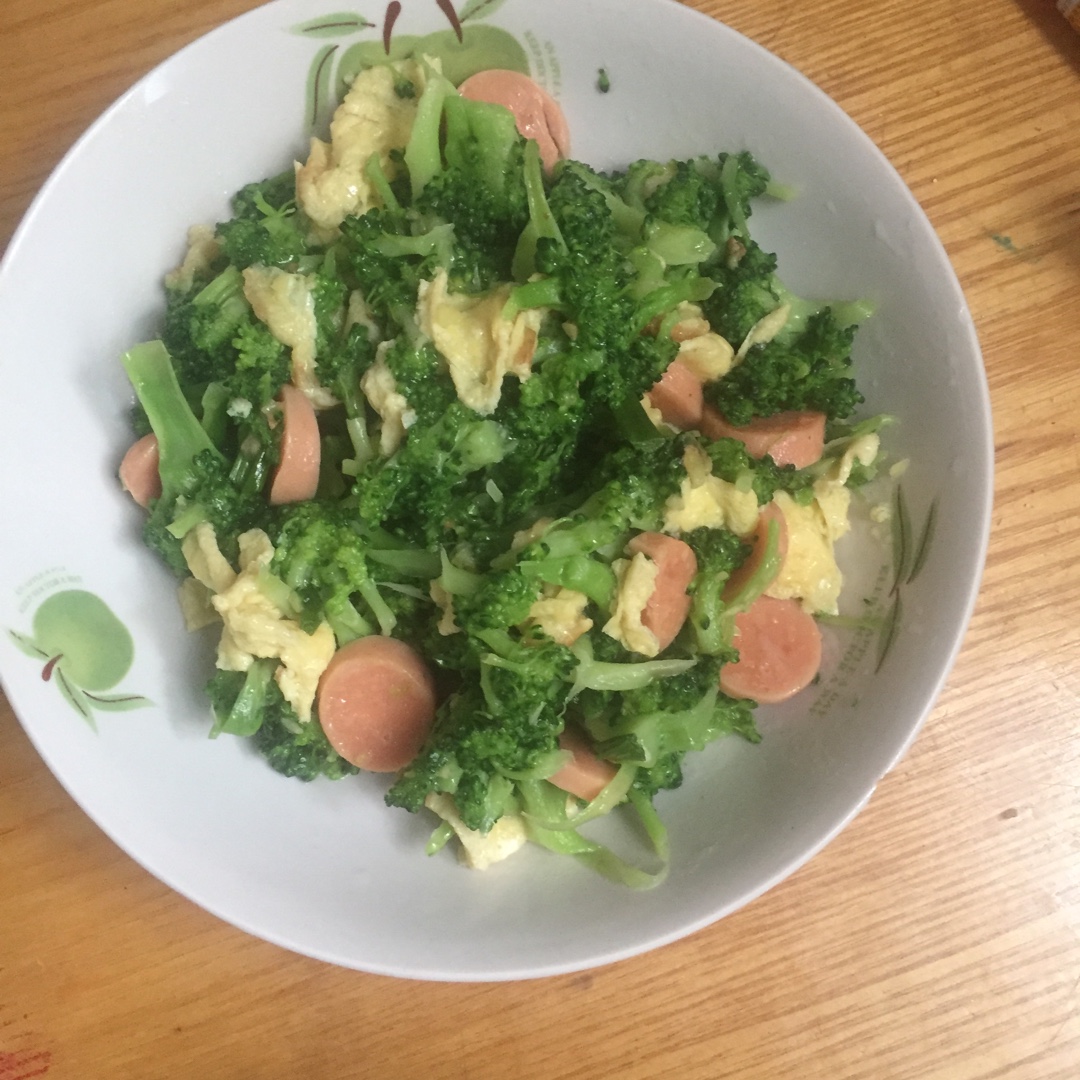 {☀快手晚餐☀}火腿肠滑蛋西兰花