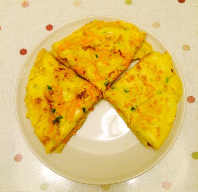 溶溶的溶做的胡萝卜鸡蛋饼