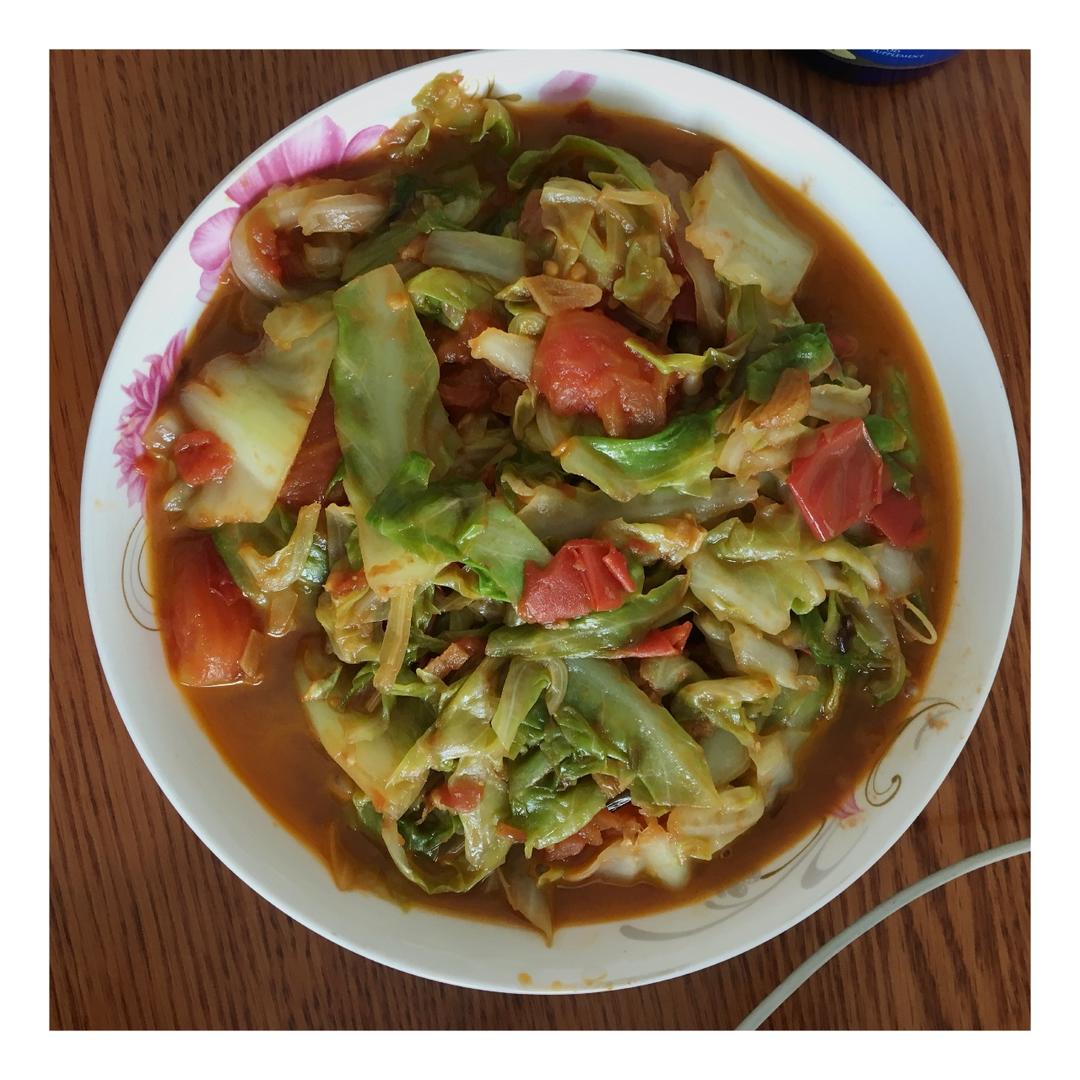 西红柿炒包菜