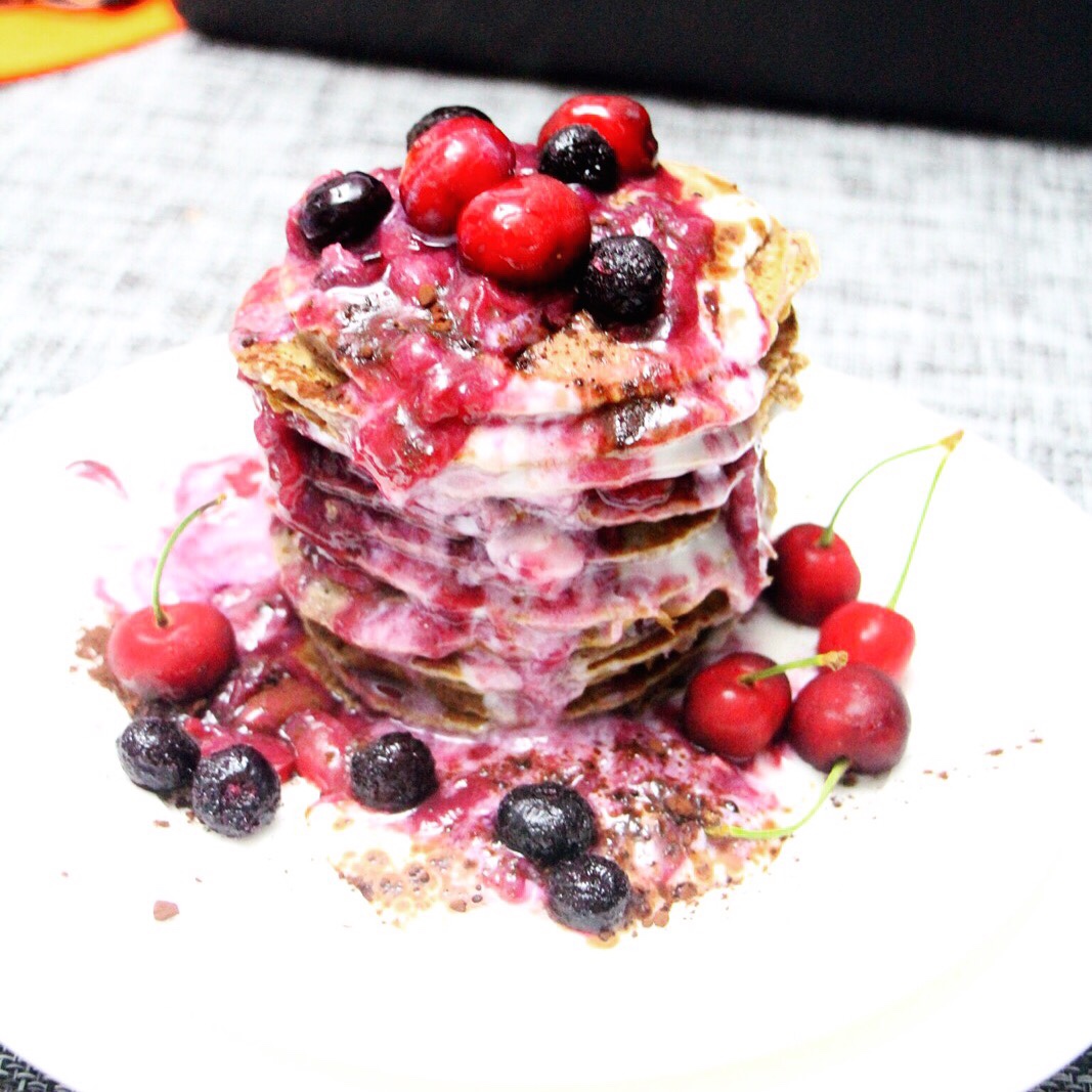 樱桃蓝莓朱古力PANCAKE