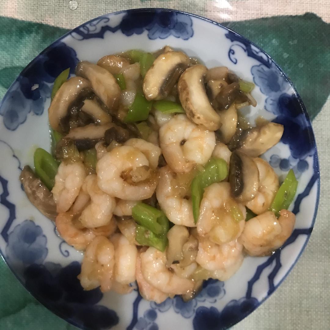 口蘑炒虾仁