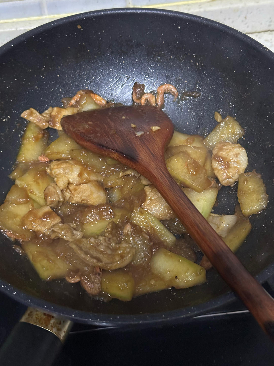 五花肉鳞虾炒冬瓜