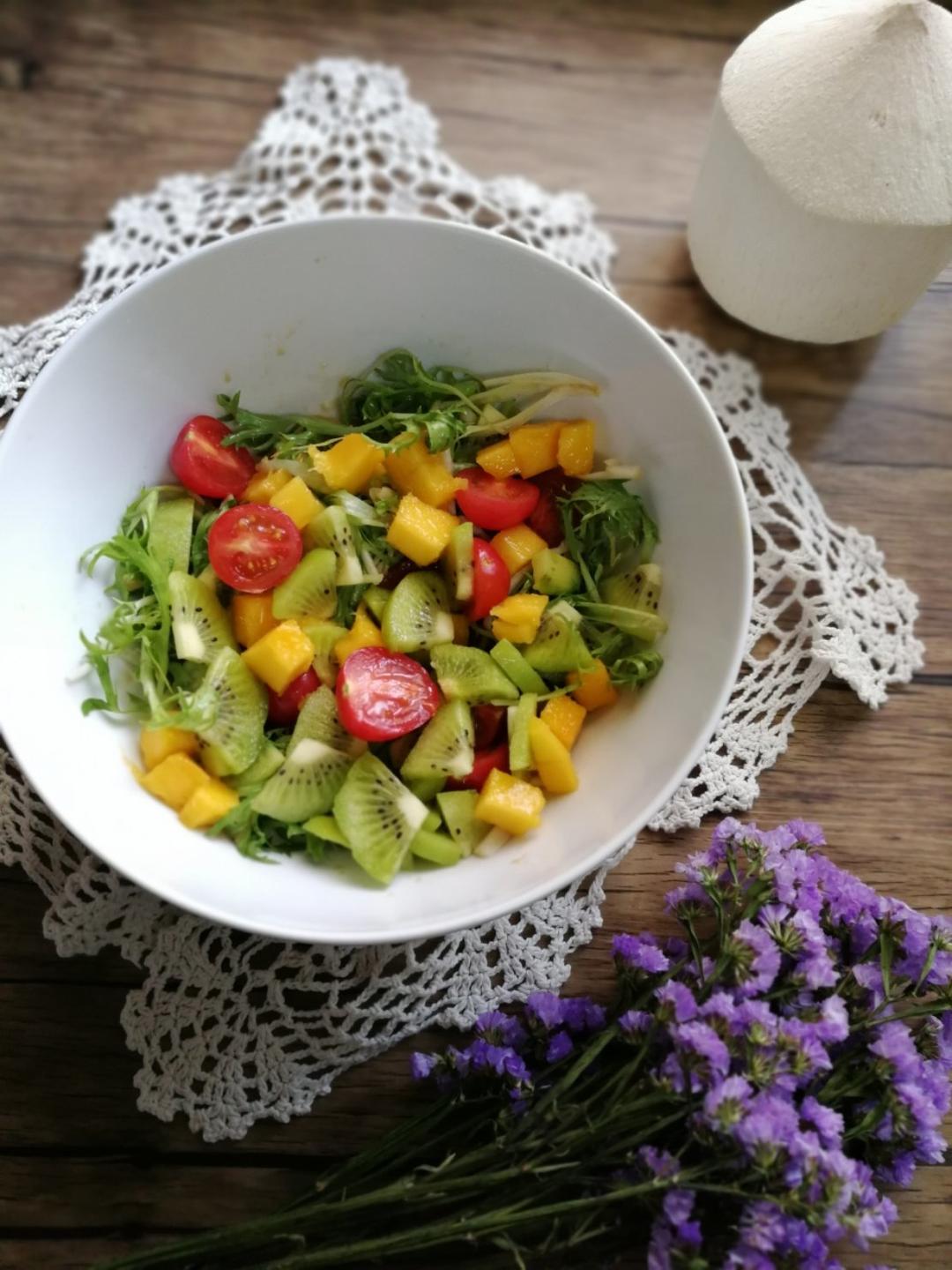 健康蔬菜水果沙拉 Healthy Veggie Fruit Salad with Pasta