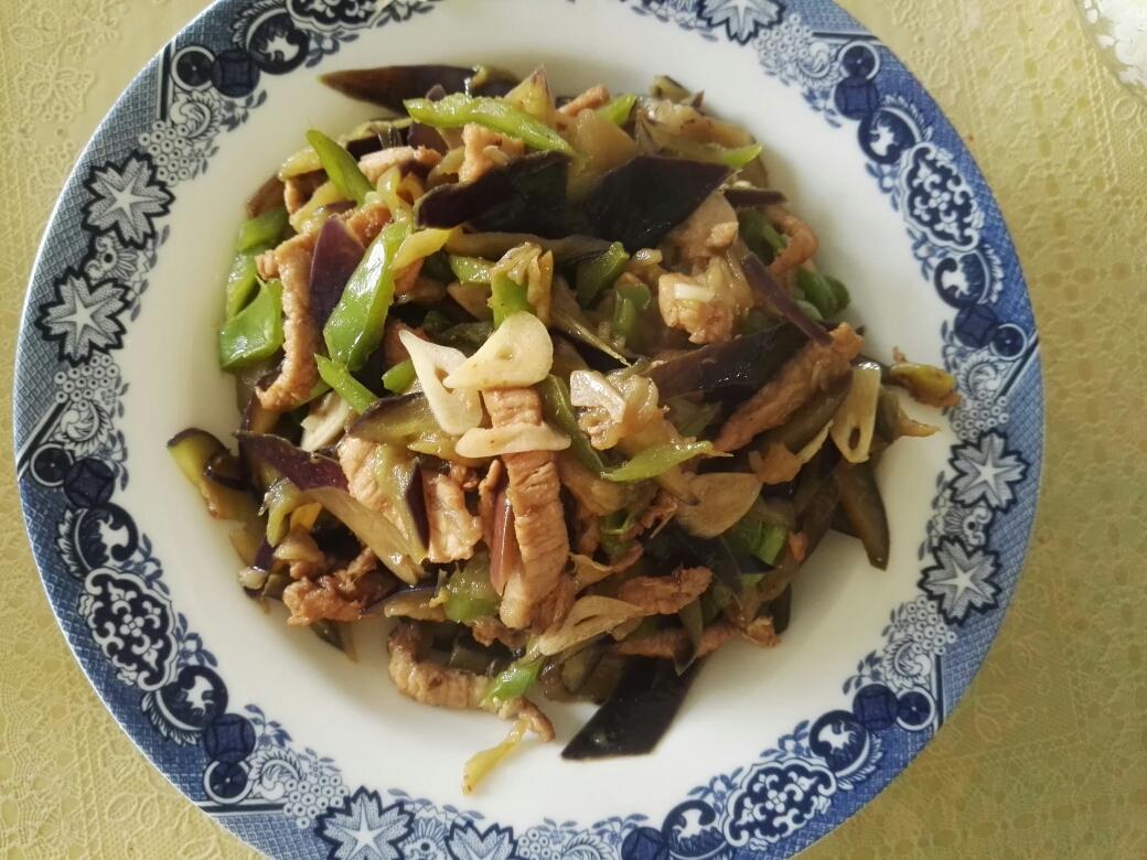 肉丝茄子炒尖椒