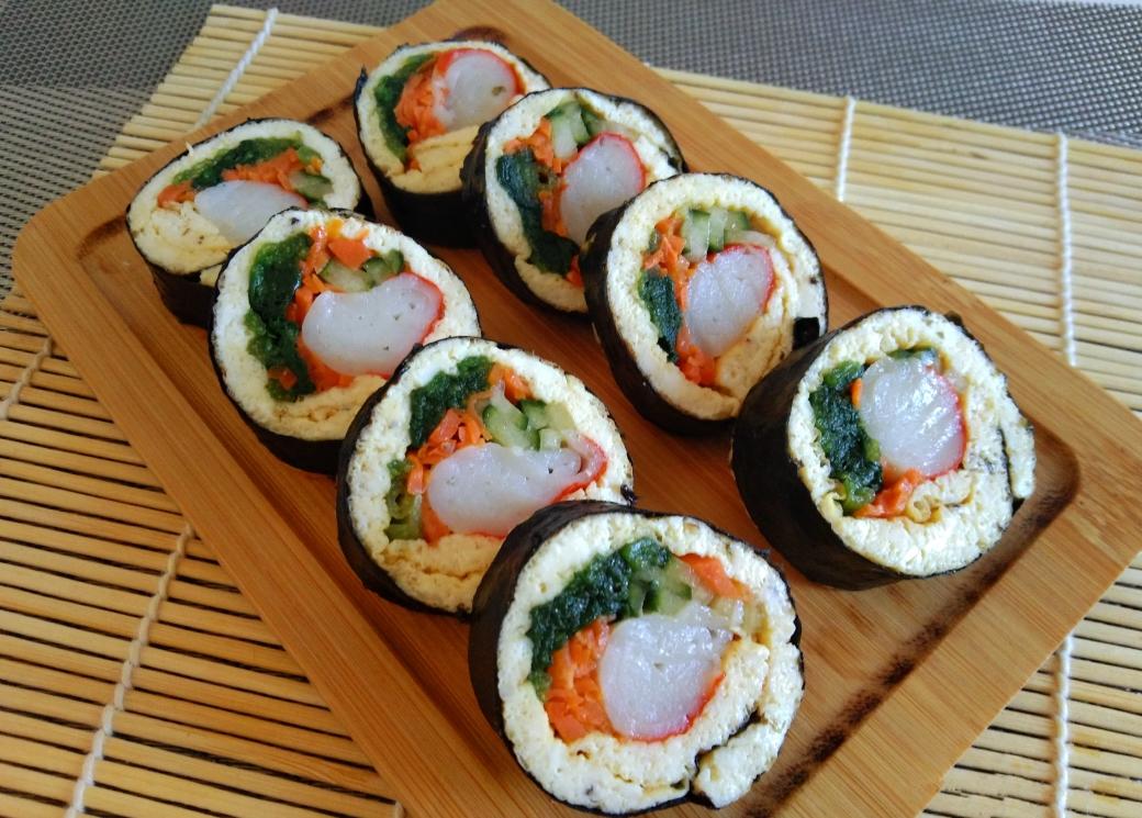 김밥 低碳水 无米【鸡蛋豆腐紫菜卷】做早餐再合适不过的做法 步骤10