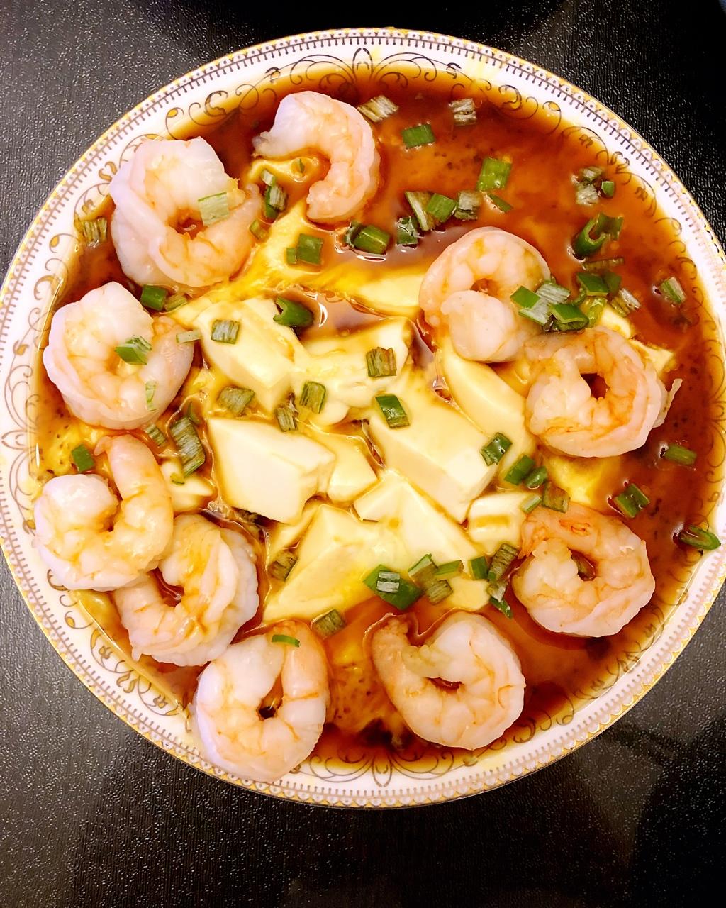 虾仁豆腐蒸水蛋
