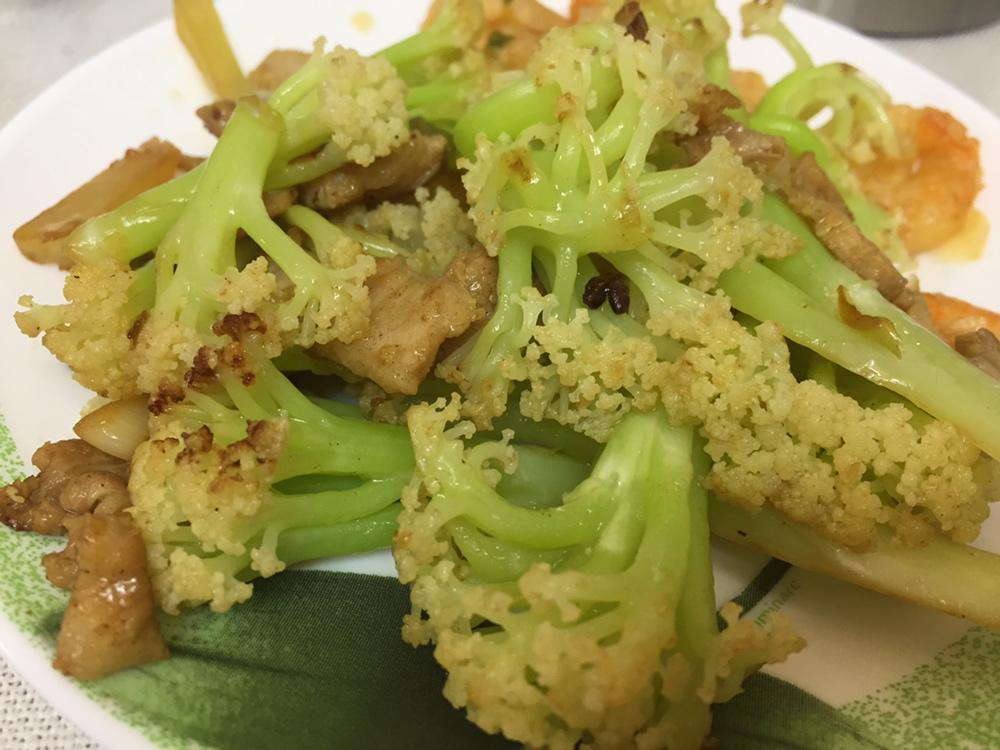 有机花菜炒五花肉