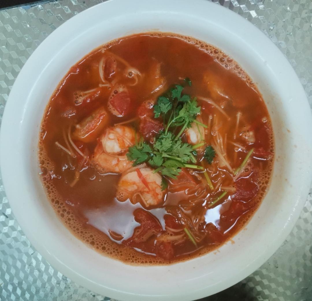 无敌鲜美❗️减脂番茄虾仁粉丝汤❗️低卡饱腹❗️