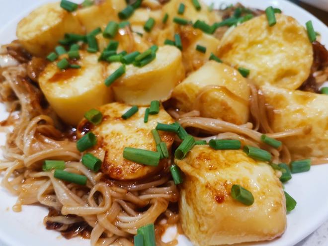 金针菇日本豆腐（代餐瘦身好吃不胖）的做法