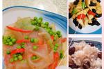 素🉑豌豆炒拉皮，家常豆腐，红豆粳米饭😊吃素是福🙏