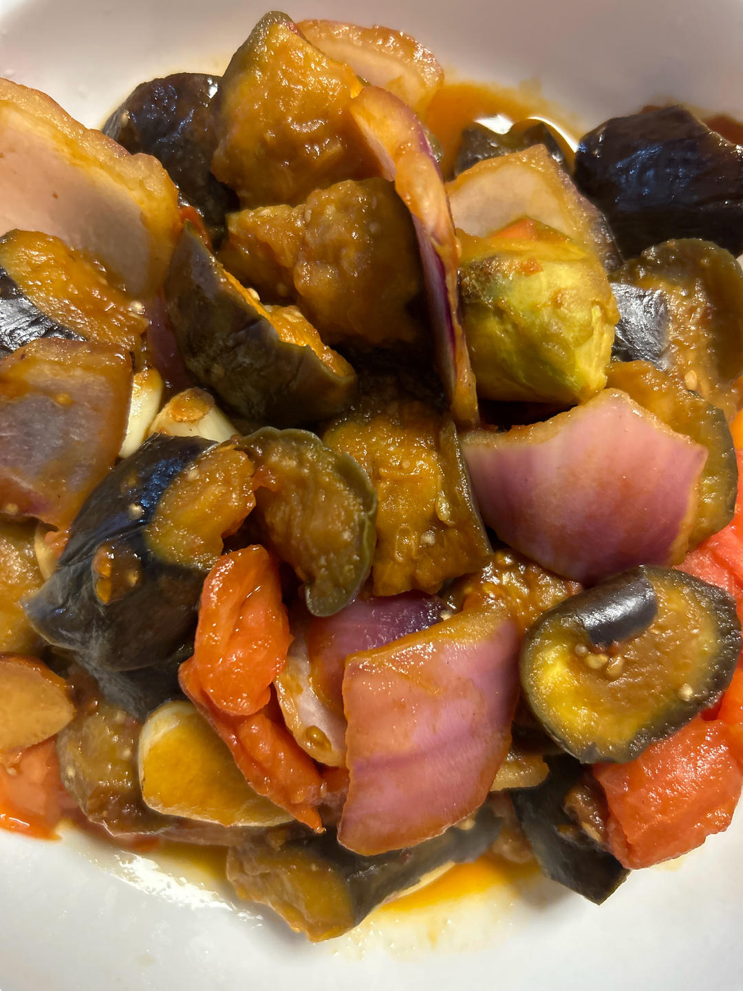 5分钟快手下饭菜#番茄炒茄子🍅番茄家族